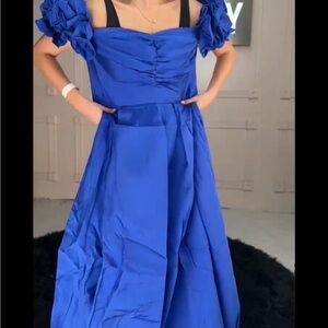Elegant Blue Off-Shoulder Dress size small NWOT
